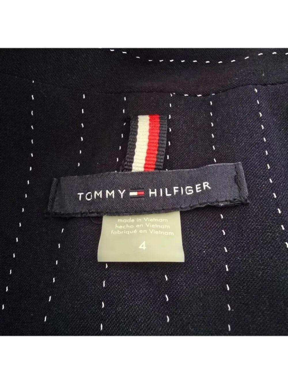 Tommy Hilfiger Blazer Jacket Classic Navy Blue Pinstripe 1 Button Front Sz 4